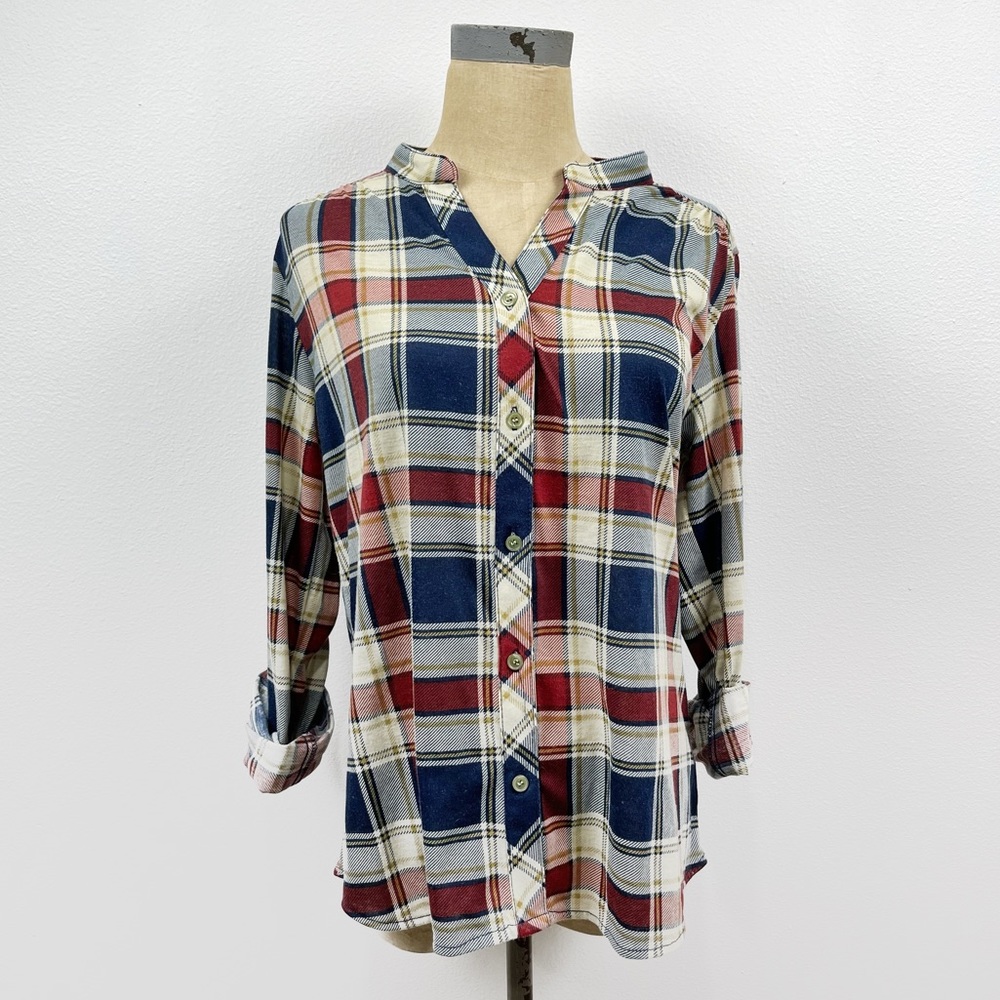 Mel & Mo Plaid Button Down Top Long Sleeve Women’s Size Large